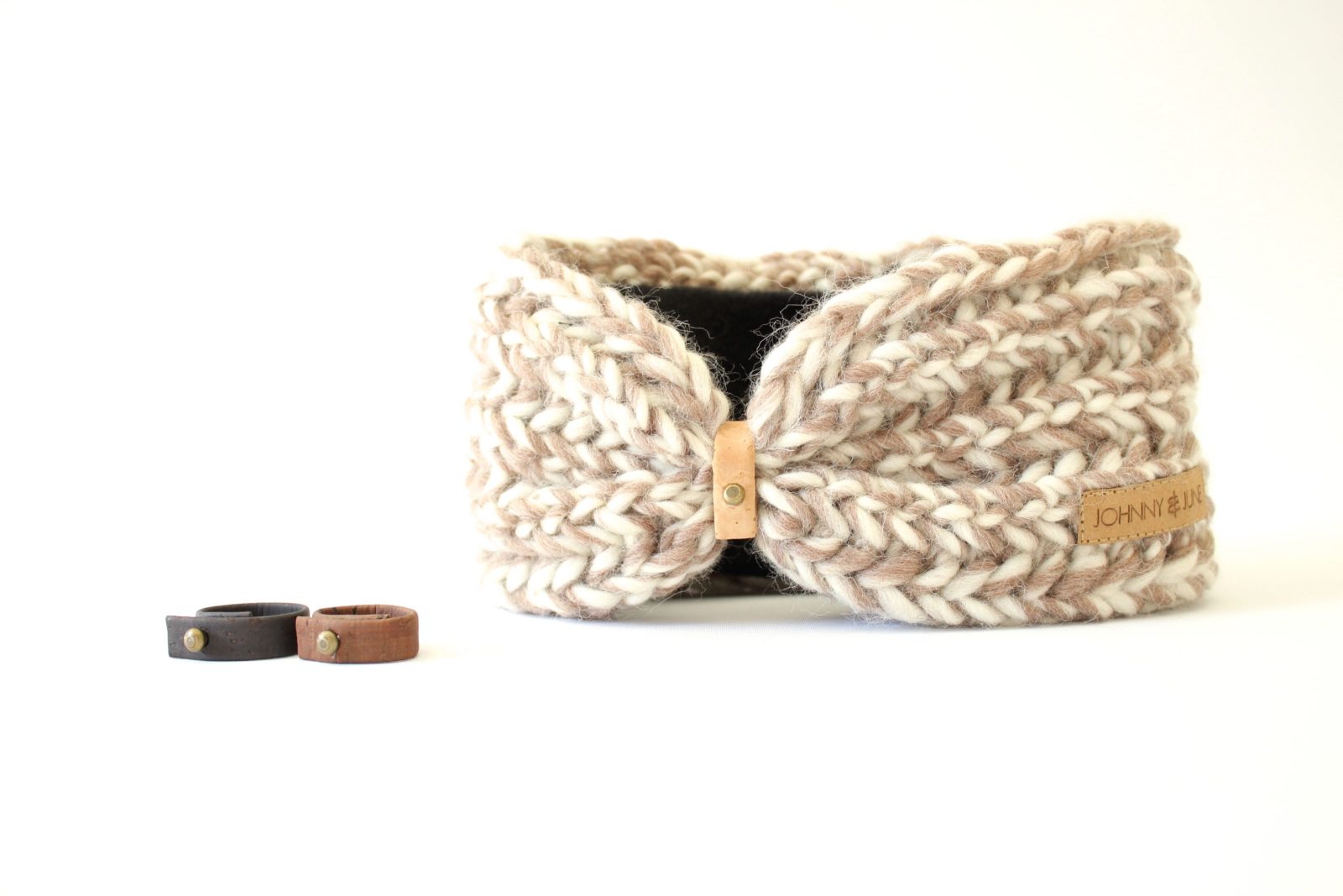 Stirnband taupe weiß