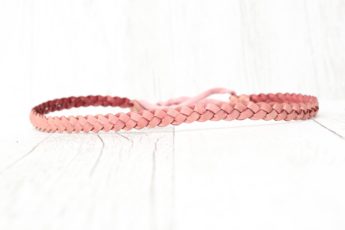 Alternative view of Haarband geflochten Leder rosa