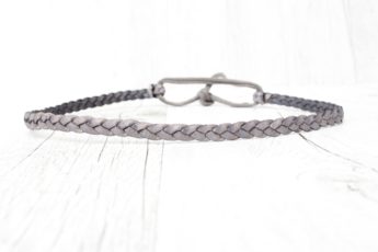 Alternative view of Haarband geflochten Leder silber