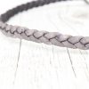 Haarband geflochten Leder silber