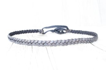 Alternative view of Haarband geflochten Leder blau