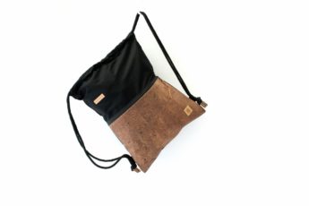 Rucksack aus Baumwolle mit Zip Reißverschluss Tasche aussen aus Kork leder