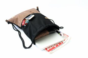 Rucksack aus Baumwolle mit Zip Reißverschluss Tasche aussen aus Kork leder