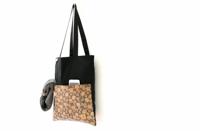 Shopper BAGs schwarz KORK Blumen