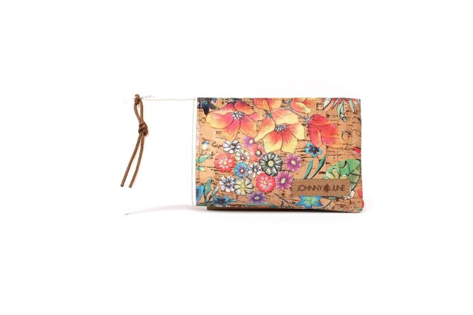 Handytasche KORK weiß bunte Blumen