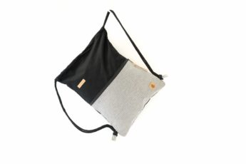 Turnbeutel aus Baumwolle mit Zip Reißverschluss Tasche aussen aus Jeans