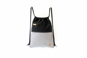 Turnbeutel aus Baumwolle mit Zip Reißverschluss Tasche aussen aus Jeans