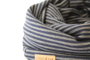 Loopschal blau grau gestreift