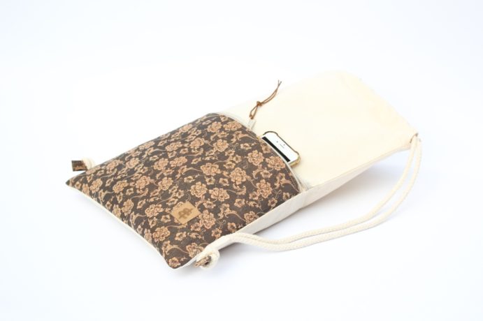 Turnbeutel Kork sand Blumen