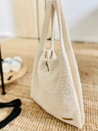 macramee tasche seite sand