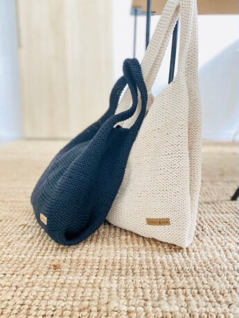 macramee tasche schwarz sand