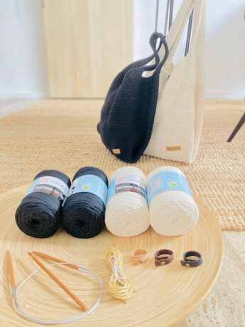 macramee tasche strickset