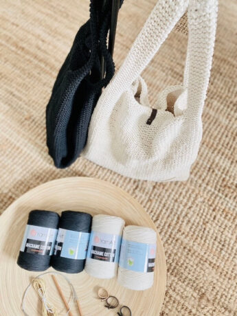 macramee tasche strickset draufsicht