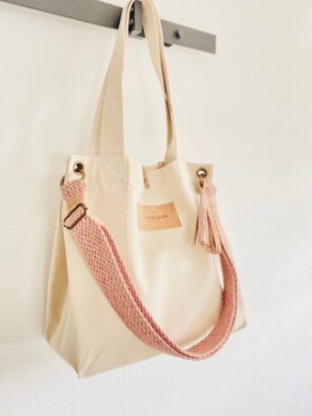 Vegane Tasche sand rosé Tragehenkel